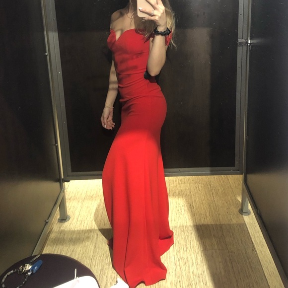 Red Maxi Dress with Slit - Picture 3 of 3